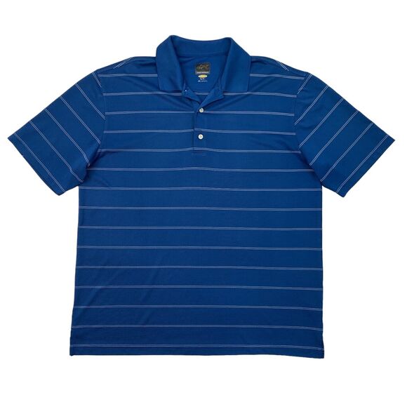 Greg Norman PlayDry Polo Shirt Mens XL Extra Large Blue Striped Performance Golf - Picture 1 of 12
